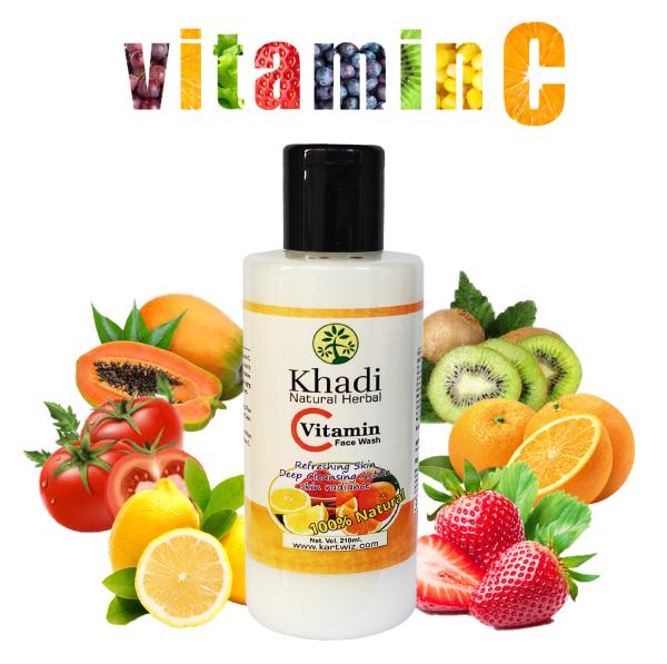 KHADI HERBAL Vitamin C Face Wash With Powerful Cleanser, Brightens