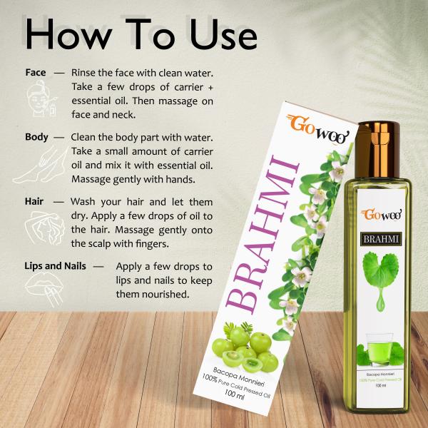 GO WOO Pack of 2 Marjoram Essential Oil and Brahmi Carrier Oil100