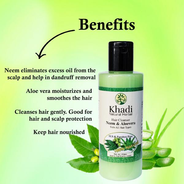 KHADI HERBAL Neem & Aloevera SLS & Paraben Free Shampoo 210ml (Set of
