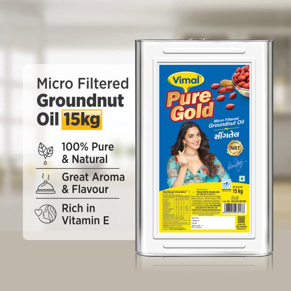 Vimal Pure Gold Micro Filtered Groundnut Oil 15 Kg Tin - JioMart