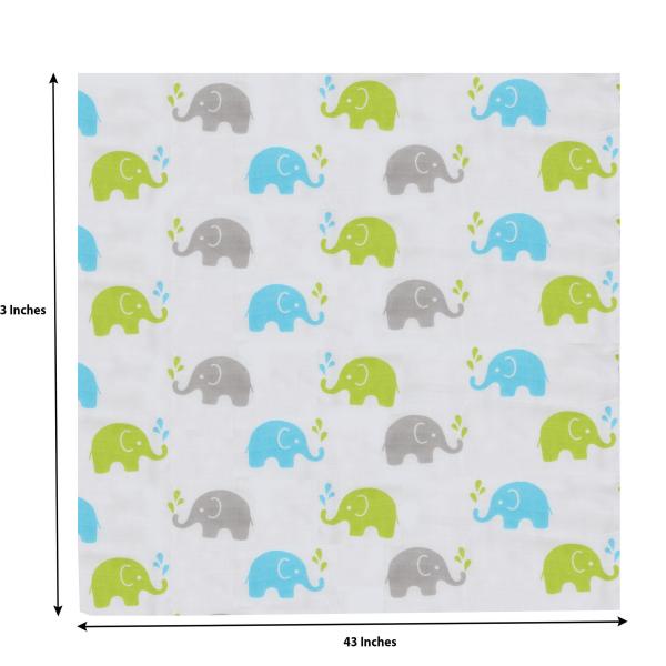 Bacati Multicolor (Aqua/Lime/Grey) Elephants Muslin Swaddling Blanket