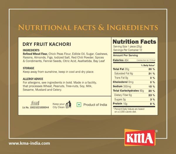 KMA Dry Fruit Kachori Jamnagar's famous Kachori 600g Pack Of 2 x