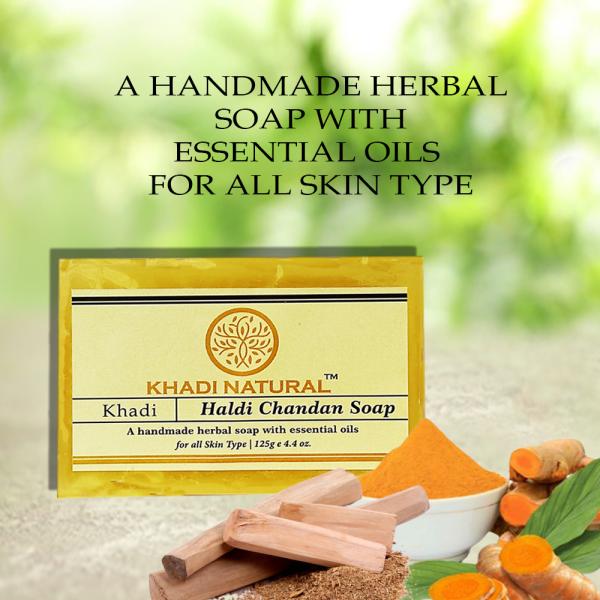 Khadi Natural Haldi Chandan Bathing Herbal Soap For AntiBacterial