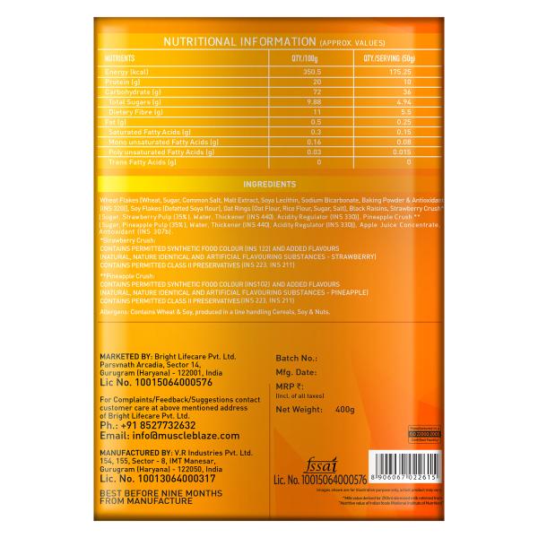 MuscleBlaze High Protein Cereal, 400 g Unflavored JioMart