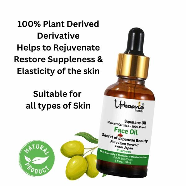 Urbaano Herbal Squalane 100 Natural (Olive Plant Derived) SuperLightweight Face Oil Improves
