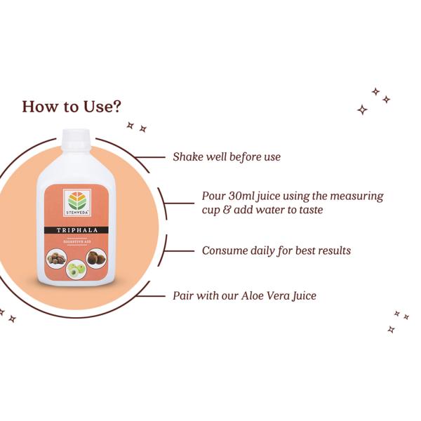 STEMVEDA Pure Triphala Juice Herbal Digestive Tonic for Constipation, Acidity and Gas Relief