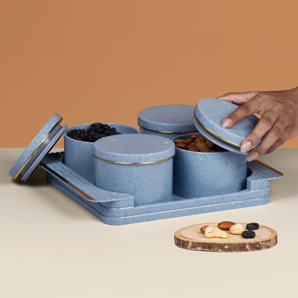 Selvel Unbreakable & Air Tight Dry Fruit Container Tray Set (Stonex
