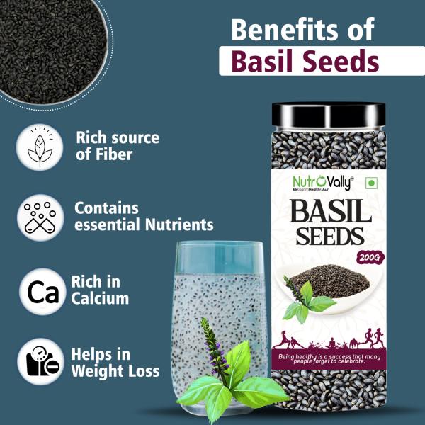 NutroVally Raw Basil Seeds Sabja Seeds Rich In Vitamins & Minerals