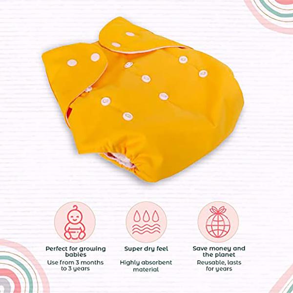 MY NEWBORN Cloth Diapers with 1 Microfiber Insert (Pack of 1, Yellow