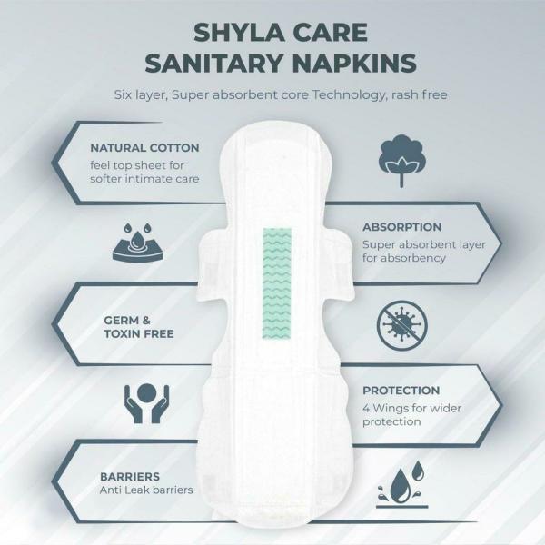 Shyla Care Rash Free Sanitary Pads with disposal pouch All L light