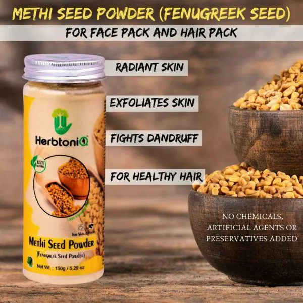 HerbtoniQ 100 Natural Methi Seed Powder(Fenugreek Seed Powder) For Face Pack And Hair Pack 150g