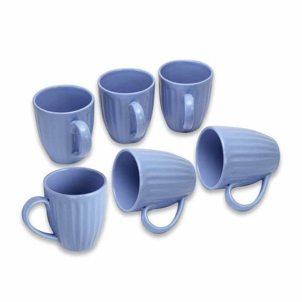 SAIJI MUGS Premium Coffee Mug Set of 6, 300ml (Sky Blue Glam) Microwave