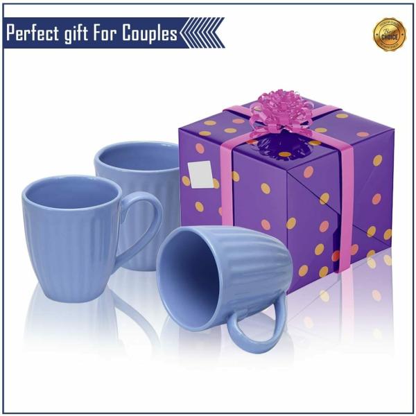 SAIJI MUGS Premium Coffee Mug Set of 6, 300ml (Sky Blue Glam) Microwave Safe Coffee Mugs JioMart