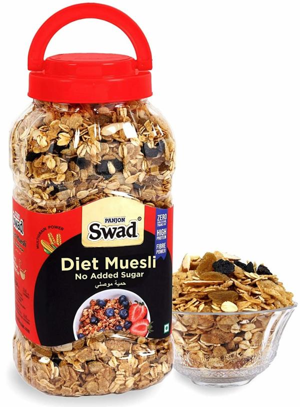 Swad Breakfast Cereal,Diet Muesli 0 Sugar (Multigrain Crunchy Oats,High