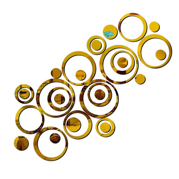 Look Decor Rings And Dots Mirror Golden Wall Sticker Decorative Acrylic