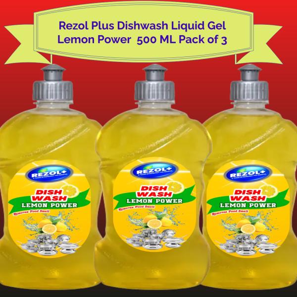 Rezol Plus Lemon Fragrance Dish wash Liquid Gel 500 ML Liquid Kitchen Soap (Pack of 3) JioMart