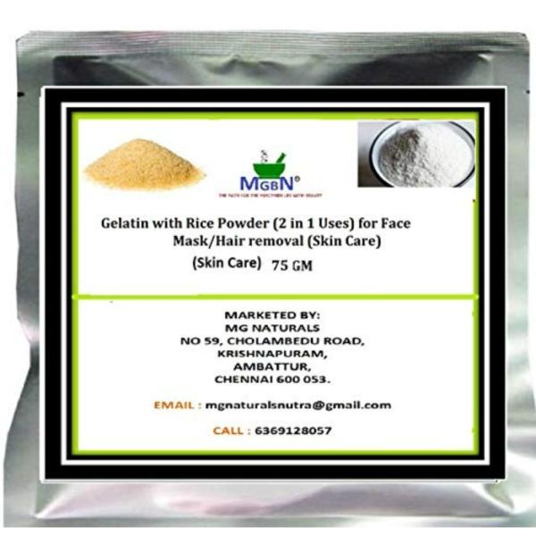 MGBN Gelatin With Rice Powder Mix 2 In 1 Use For Face Mask, Hair Removal Skin Care 75 gm JioMart
