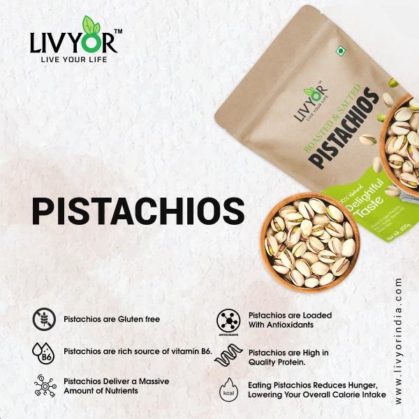 LIVYOR Premium Roasted and Salted Pistachios Jumbo Size Super
