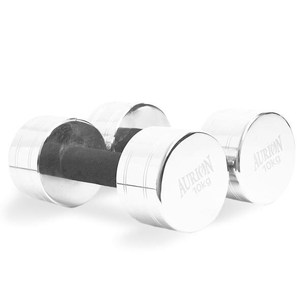Aurion Chrome Steel Dumbbells 20 Kg (10 Kg x 2) (Set of Two) Hand