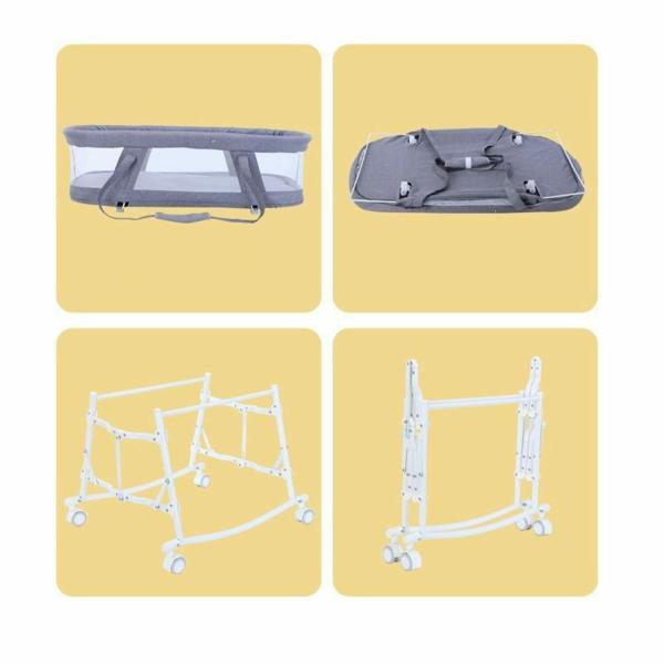 House of Quirk Cradle Crib Baby Rack with Casters Foldable(84x62x100cm,Grey) JioMart