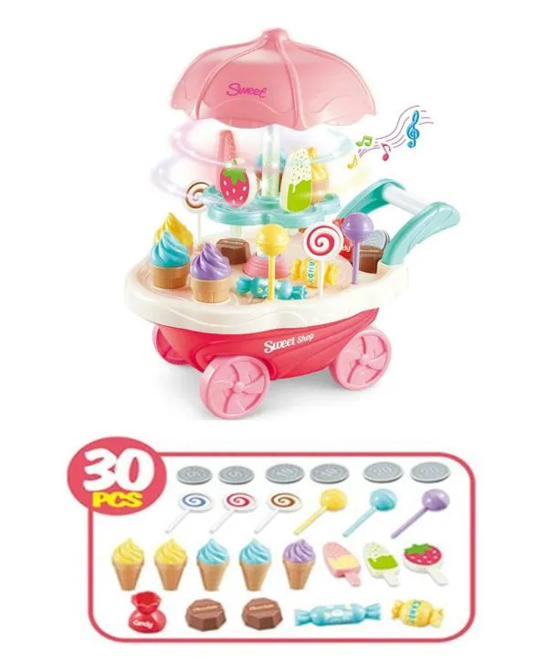 CrackaDeal Sweet Shopping Battery Operated Ice Cream Trolley Set