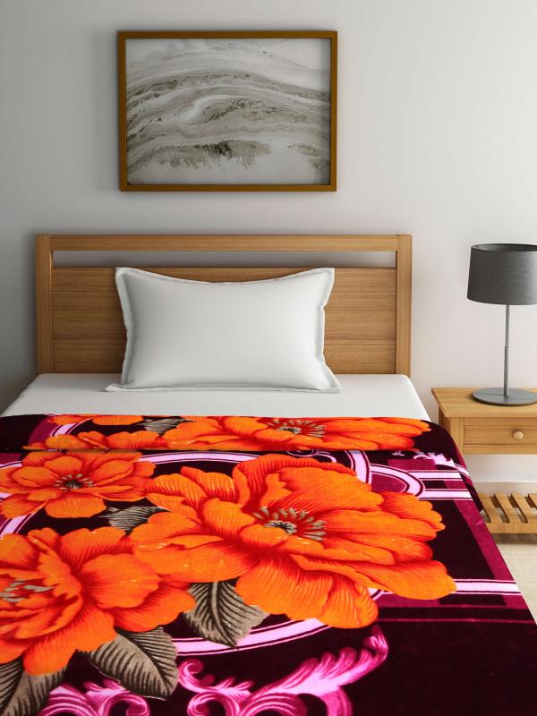 Arrabi Multi Floral Polyester 950 GSM Full Size Single Bed Blanket
