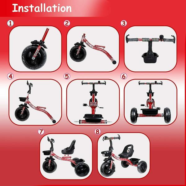 Mezire BST01 Tricycle For Kids With Front & Back Basket, Tricycle For