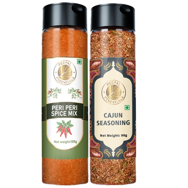 Peepal Essentials Peri Peri Seasoning (90g) & Cajun Seasoning (100g) No Added Colors