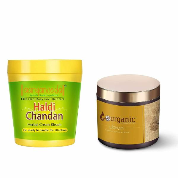 Aryanveda Herbals Haldi Chandan Bleach Cream 250gm & Ubtan Face Mask