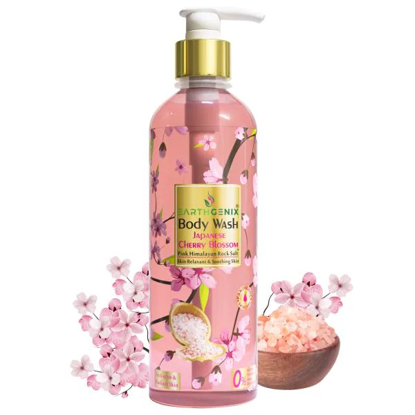 Earthgenix Body Wash Japanese Cherry Blossom + Pink Himalayan Rock Salt