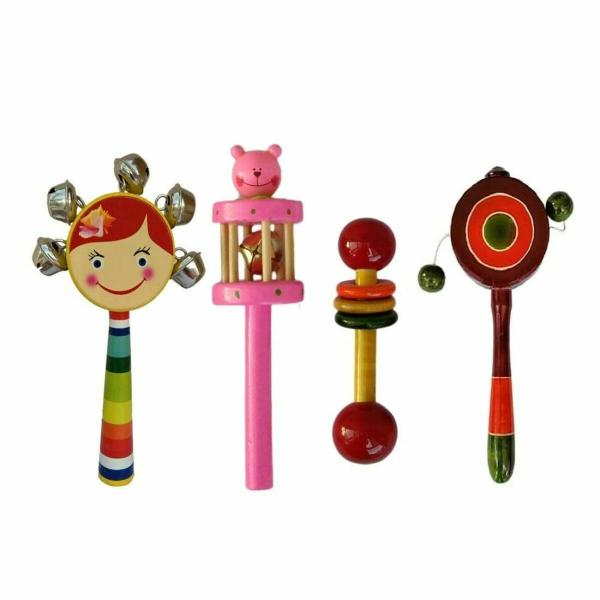 Channapatna Toys Wooden Rattles for New Born Babies Infants Pack
