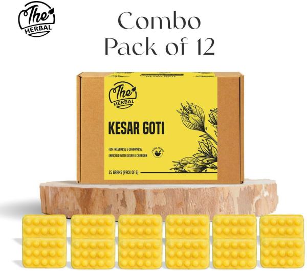 The Herbal Natural Kesar Goti Soap for Men and Women 300 g (Pack of 12