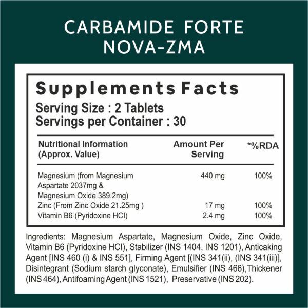 Carbamide Forte ZMA Supplements for Men & Women Zinc, Magnesium