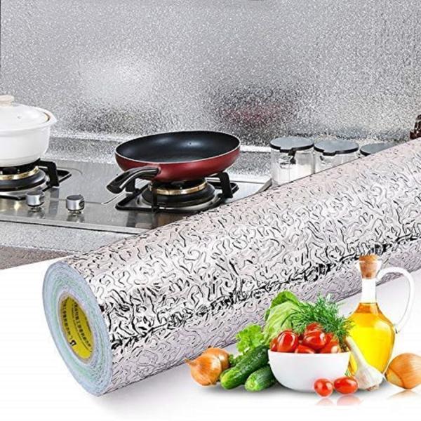 LAAYO Silver Foil Kitchen Wallpaper, Anti-Mold and Heat Resistant Kitchen  Backsplash Wallpaper (200 X 60 cm) - JioMart