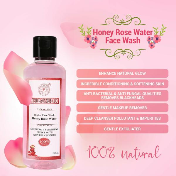 Herbal Khadi Honey Rose 100 Natural Purifying Herbal Face Wash For