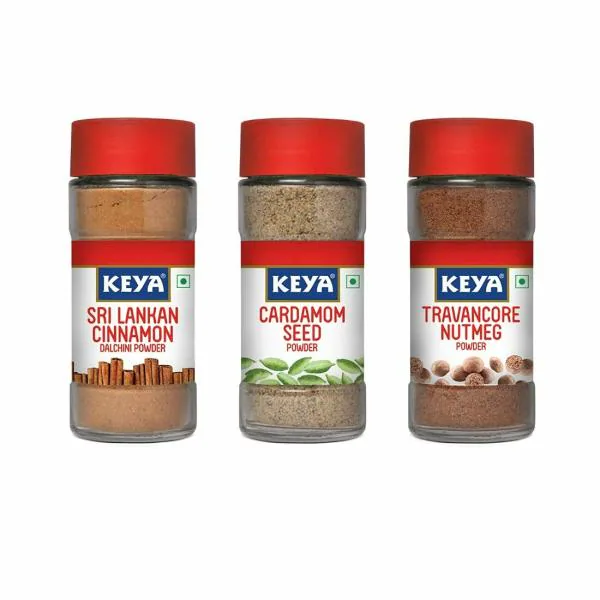 Keya Exotic Spices Combo Nutmeg Powder x 1, 65 Gm Cardamom Seed