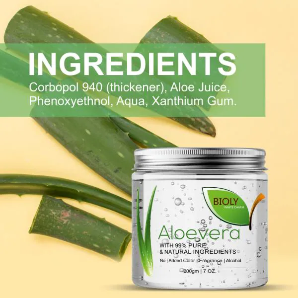 Bioly Pure Organic Aloe Vera Gel for Moisturizers Face, Skin Sunburn