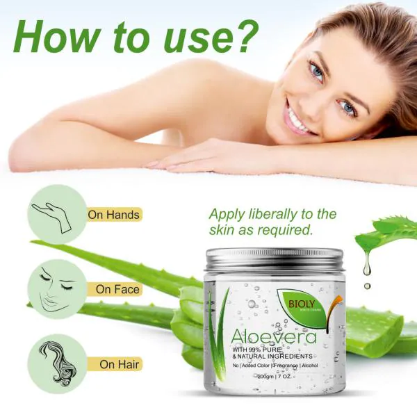 Bioly Pure Organic Aloe Vera Gel for Moisturizers Face, Skin Sunburn
