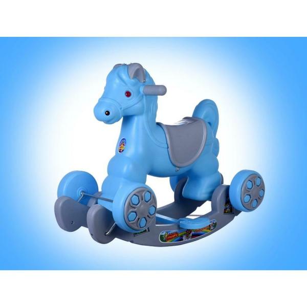 Pandaoriginals Blue Plastic Murphy Horse Rocker And Rider Tricycle For