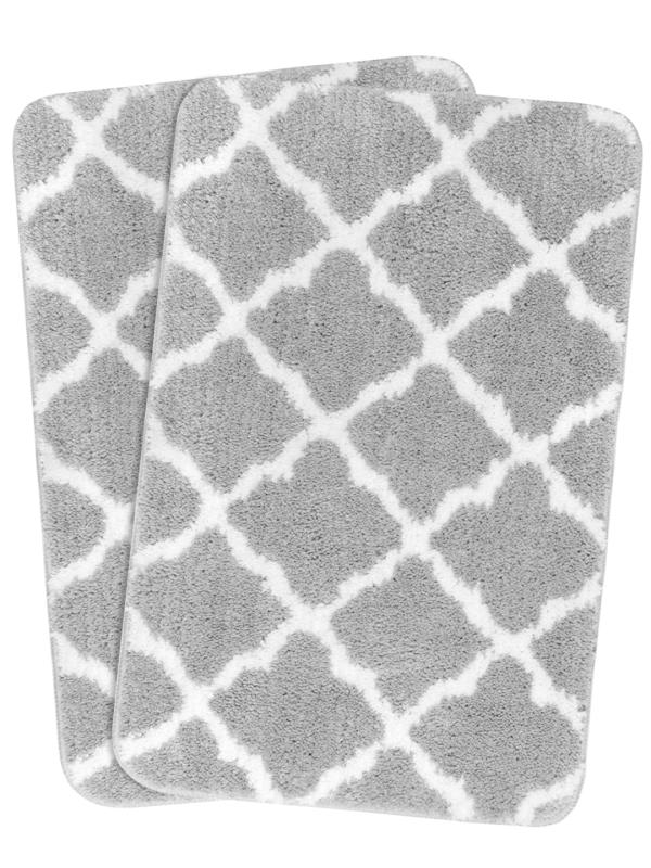 Saral Home Easy Living Grey Microfiber Bath Mat 45x70cm (Set of 2