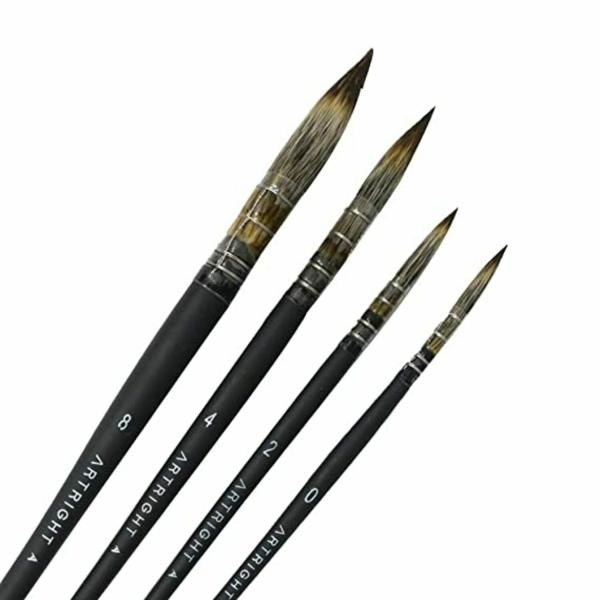 ArtRight Mop Paint Brush Set (Synthetic Hair) with Brush Holder