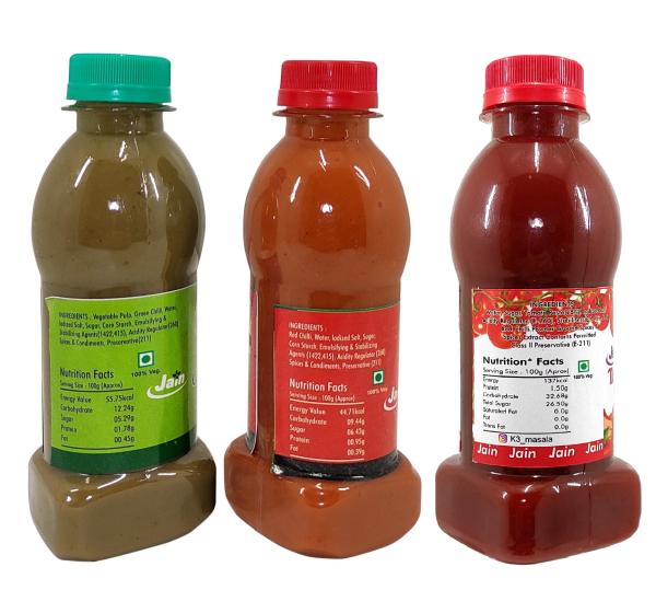 K3 Masala Jain Sauce / Catchup Combo Without Onion/garlic/Potato Tomato