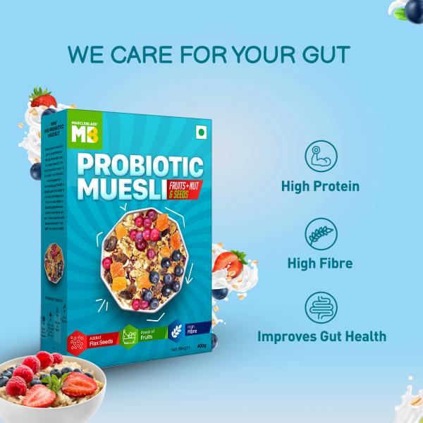 MuscleBlaze Probiotic Muesli, Breakfast Cereals For Good Gut Health