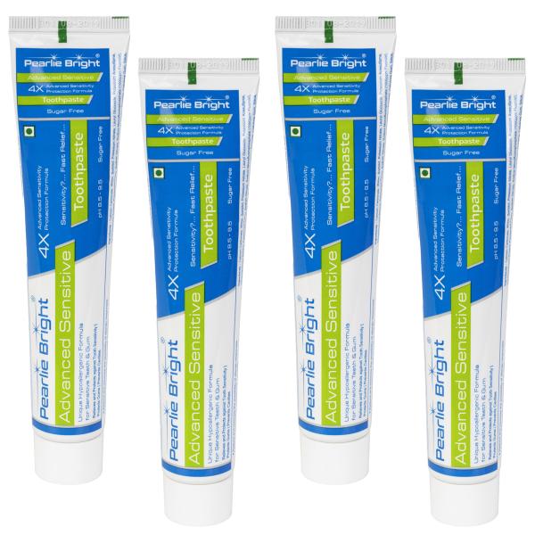 Pearlie Bright Advanced Sensitive SUGAR Free Toothpaste110g (Pack of 4) for Sensitive Teeth and