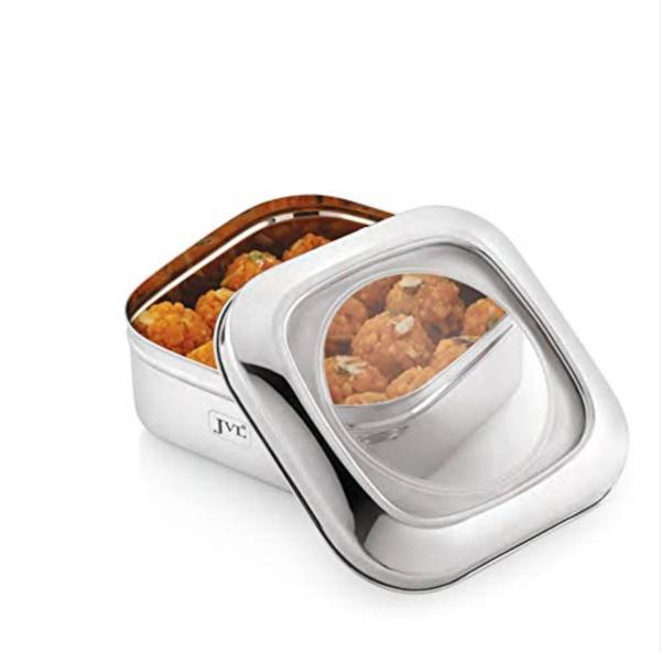 JVL Stainless Steel Costa Square Shape Container Box With See Thorugh