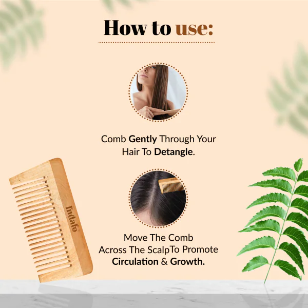 Indalo Detangling Neem Wood Hair Comb for Reducing Hairfall, Breakage &  Dandruff Control for Men & Women | (Fine & Non-Static Hair Comb) - JioMart