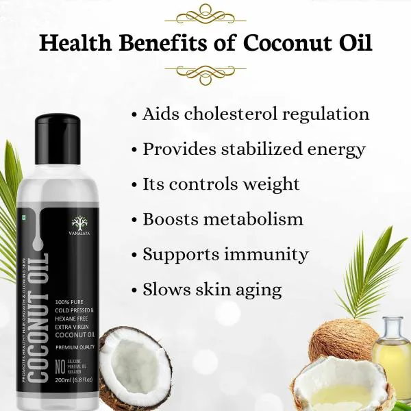 Vanalaya Cold Pressed Virgin Coconut oil Edible oil for Cooking skin Hair  and Skin 200ml - JioMart