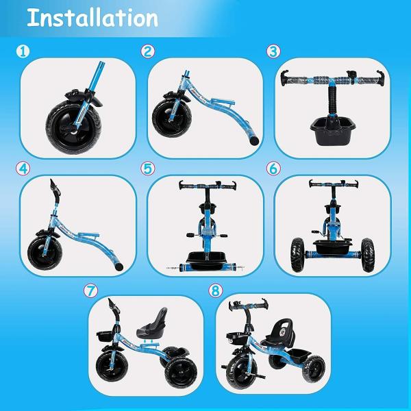 Mezire BST01 Tricycle For Kids With Front & Back Basket, Tricycle For