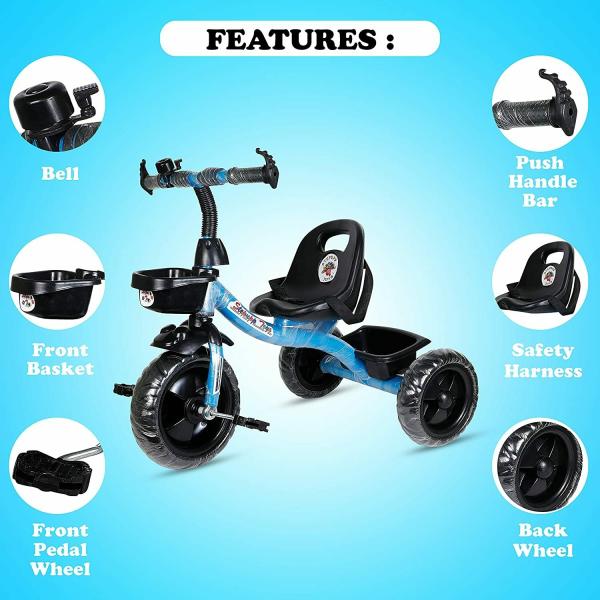 Mezire BST01 Tricycle For Kids With Front & Back Basket, Tricycle For