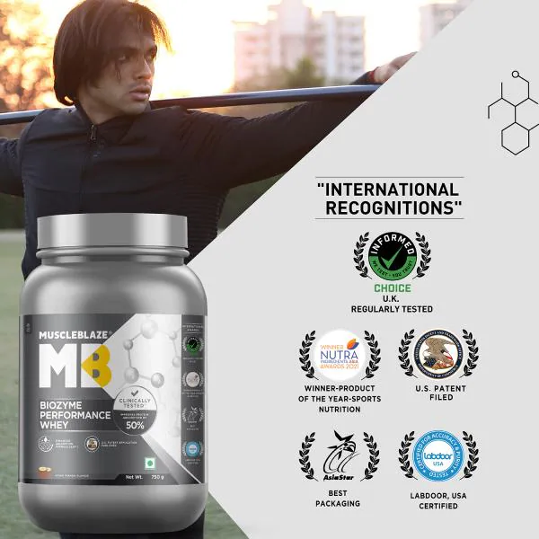 MuscleBlaze Biozyme Performance Whey Protein Powder, (Informed choice UK, Labdoor USA certified